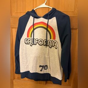 Mighty Fine Graphic Hoodie Long Sleeve Blue and Gray Size medium